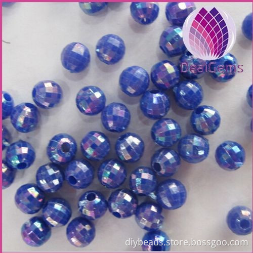 wholesale blue 6mm Bulk chunky acrylic faceted AB earth ball beads